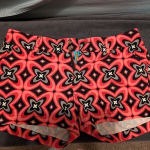Loudmouth Women's Shorts in Pink and Black Geometric.